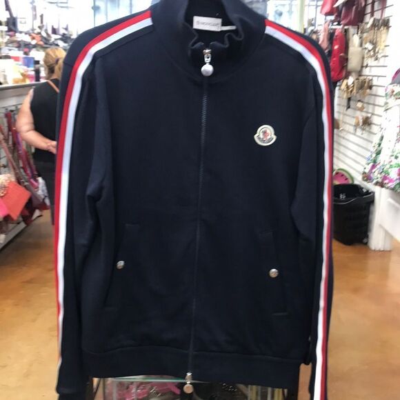 Moncler Blue and Red Zip Up Sweater - Picture 1 of 12